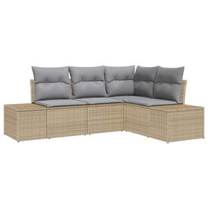vidaXL Ensemble de canap&eacute; de jardin 4 pcs Beige et Gris clair