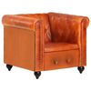 vidaXL Fauteuil Chesterfield Brun roux Cuir v&eacute;ritable