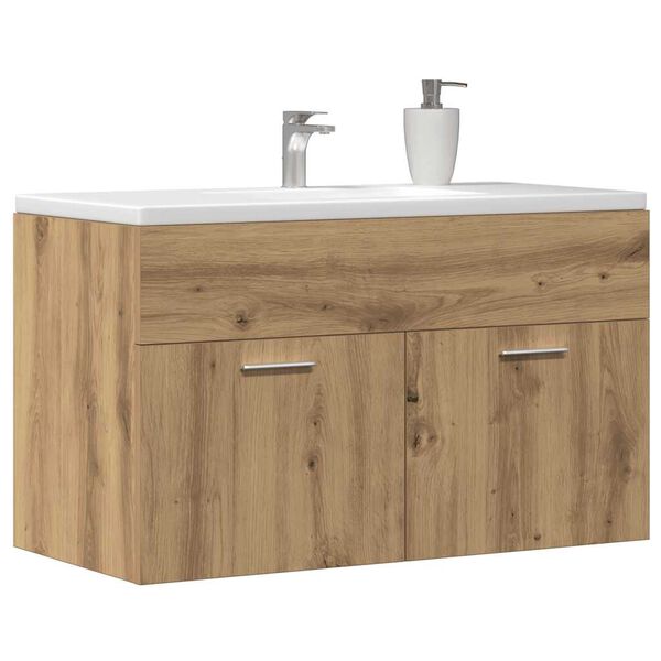 vidaXL Armoire lavabo de salle de bain ch&ecirc;ne artisanal bois ing&eacute;nierie