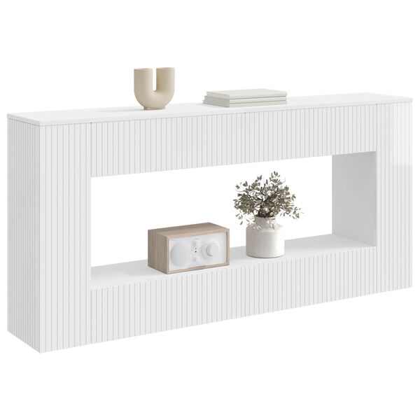 vidaXL Table console Blanc Brillant 155 x 29 x 74 cm Bois d&rsquo;ing&eacute;nierie