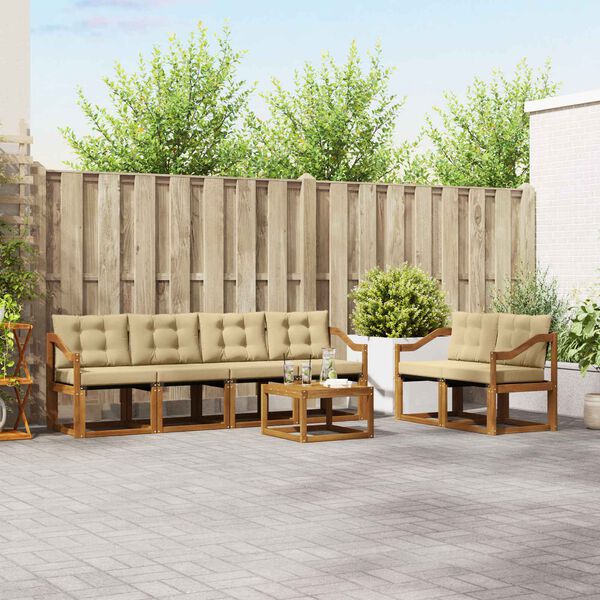 vidaXL Ensemble de canap&eacute;s d'ext&eacute;rieur 7 pcs Naturel et Beige