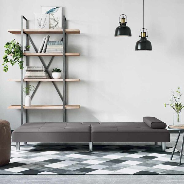 vidaXL Canap&eacute;-lit avec porte-gobelets gris similicuir