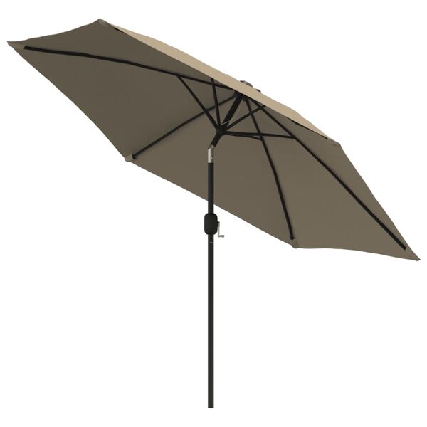 vidaXL Parasol d'ext&eacute;rieur avec LED et m&acirc;t en acier 300 cm Taupe