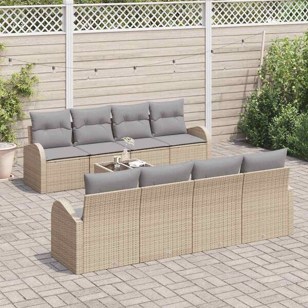 vidaXL Ensemble de canapé de jardin Beige 55 x 55 x 37 cm polyrotin