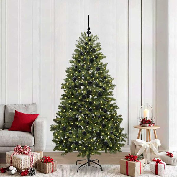 vidaXL Sapin de No&euml;l artificiel avec 300 LED Vert 210 cm PVC et m&eacute;tal