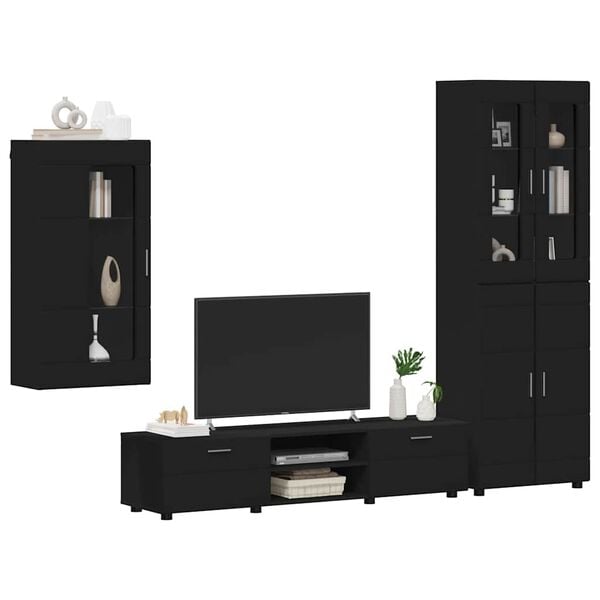 vidaXL Ensemble meuble TV avec tiroir FLORIN Noir Bois d'ing&eacute;nierie