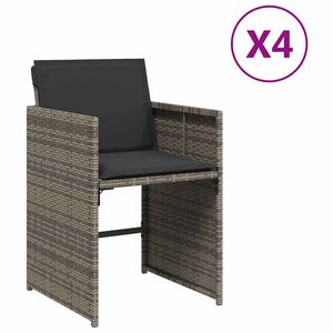 vidaXL Chaises de jardin avec coussins lot de 4 gris r&eacute;sine tress&eacute;e