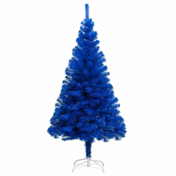 vidaXL Arbre de No&euml;l artificiel pr&eacute;-&eacute;clair&eacute; et boules bleu 180 cm PVC