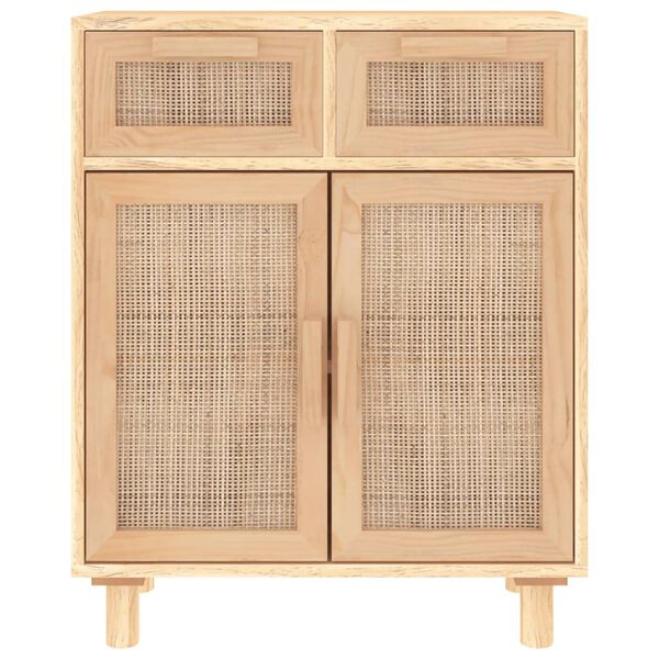 vidaXL Buffet Marron 60x30x75 cm Bois de pin massif et rotin naturel