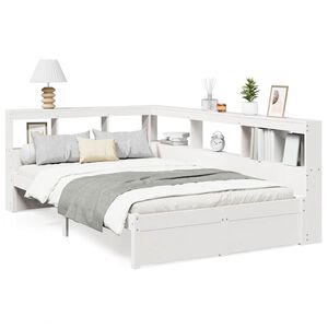 vidaXL Lit biblioth&egrave;que sans matelas blanc 120x200 cm bois pin massif