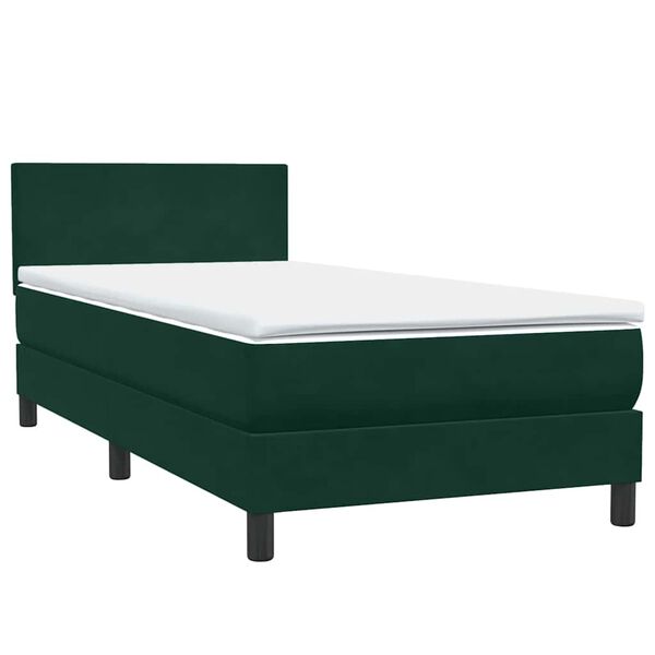 vidaXL Sommier &agrave; lattes de lit et matelas vert fonc&eacute; 80x210 cm velours