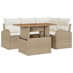 vidaXL Ensemble de canap&eacute; de jardin 5 pc Beige Poly rotin
