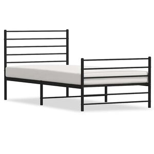 vidaXL Cadre de lit m&eacute;tal sans matelas avec pied de lit noir 100x190cm