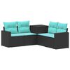 vidaXL Ensemble de Canap&eacute;s 5 pc Noir et Bleu