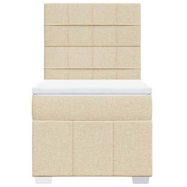 vidaXL Sommier &agrave; lattes de lit avec matelas Cr&egrave;me 90x200 cm Tissu