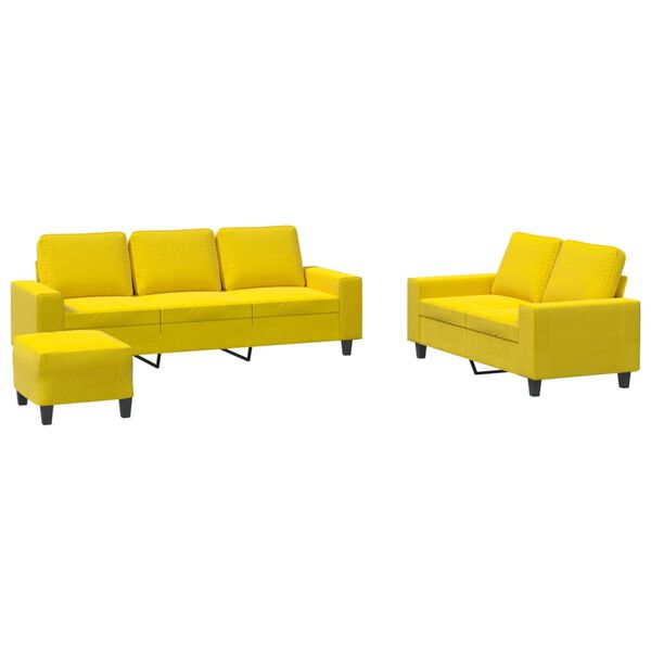 vidaXL Ensemble de canap&eacute;s 3 pcs jaune clair tissu