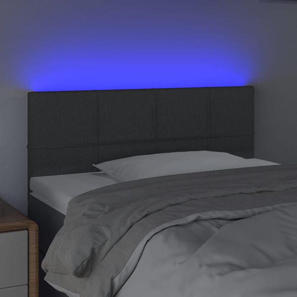 vidaXL T&ecirc;te de lit &agrave; LED Gris fonc&eacute; 100x5x78/88 cm Tissu