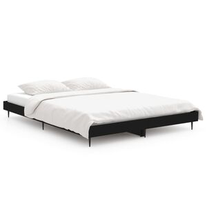 vidaXL Cadre de lit sans matelas noir 140x190 cm bois d'ing&eacute;nierie