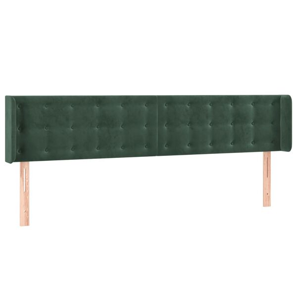 vidaXL T&ecirc;te de lit avec oreilles Vert fonc&eacute; 203x16x78/88 cm Velours