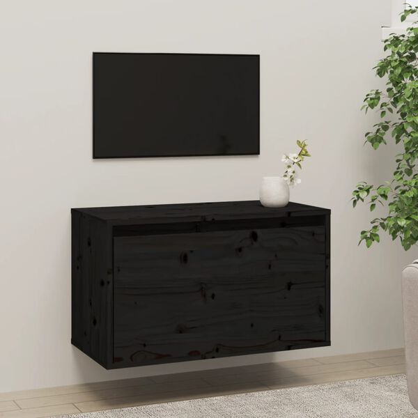 vidaXL Armoire murale Noir 60x30x35 cm Bois de pin massif