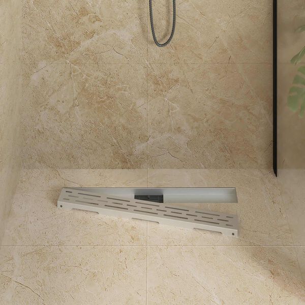 vidaXL Drain de Douche avec Design Lin&eacute;aire Argent&eacute; 70 cm