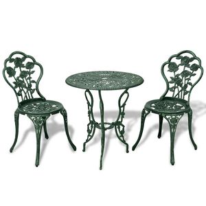 vidaXL Ensemble de bistro 3 pcs Aluminium coul&eacute; Vert