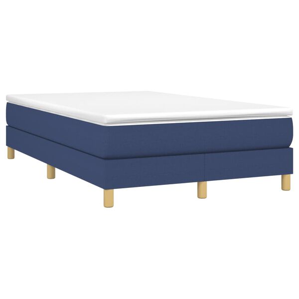 vidaXL Sommier &agrave; lattes de lit avec matelas bleu 120x190 cm tissu