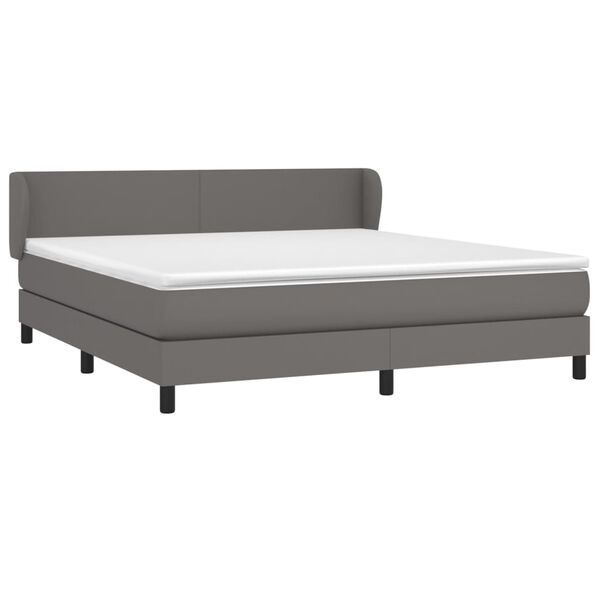 vidaXL Sommier &agrave; lattes de lit avec matelas Gris 160x200 cm Similicuir