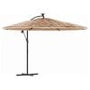 vidaXL Parasol de jardin avec LED et m&acirc;t en acier marron 290x290x238cm