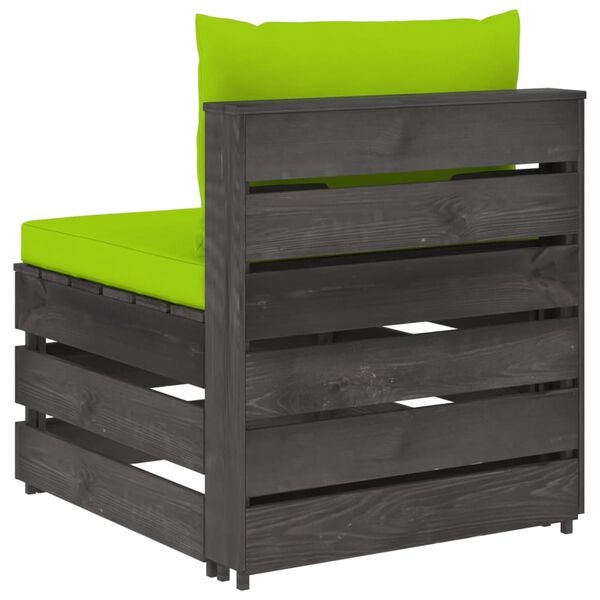 vidaXL Canap&eacute; central sectionnel avec coussins Bois impr&eacute;gn&eacute; de gris