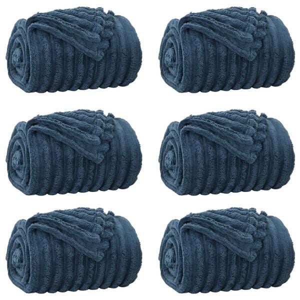 vidaXL Couvertures &agrave; jeter 6 pcs Bleu marine 240 x 220 cm Toison