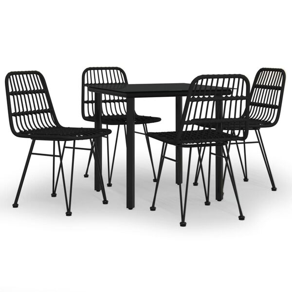 vidaXL Ensemble à manger de jardin 5 pcs Noir Résine tressée