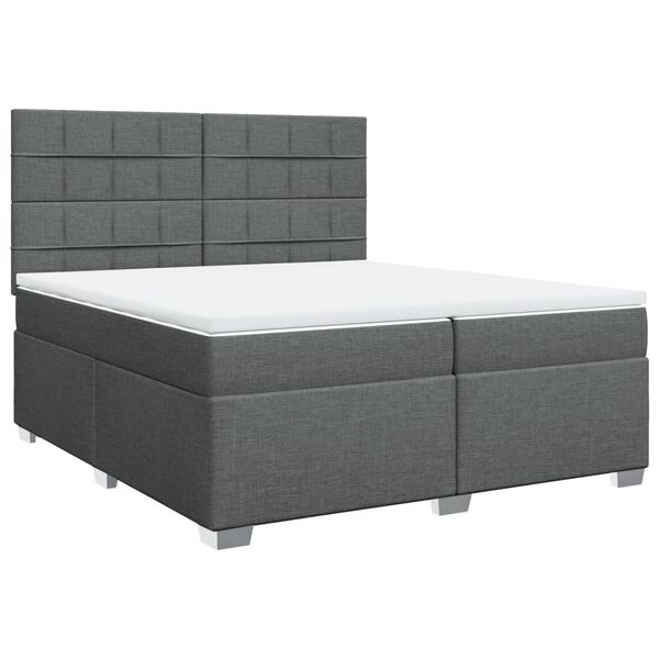 vidaXL Sommier &agrave; lattes de lit avec matelas Gris fonc&eacute; 200x200cm Tissu