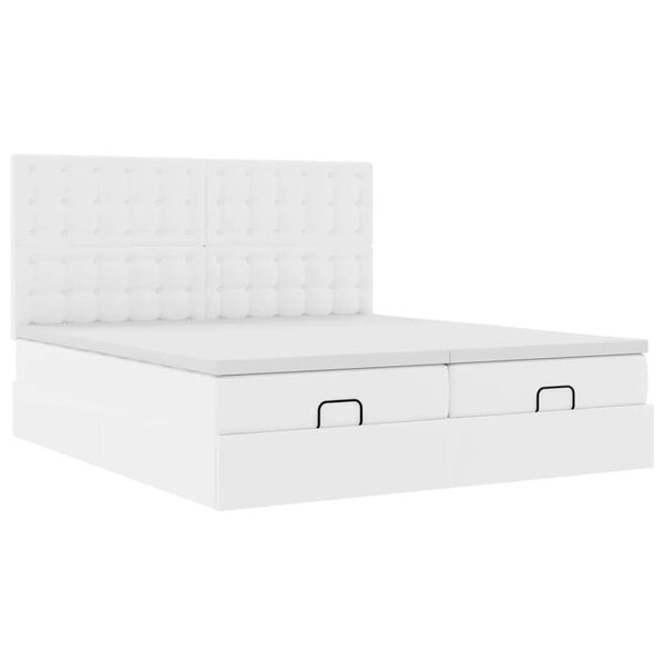 vidaXL Cadre de lit ottoman et matelas blanc pur 160x200 cm similicuir