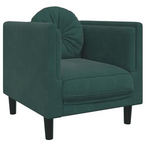 vidaXL Fauteuil avec coussin vert fonc&eacute; velours
