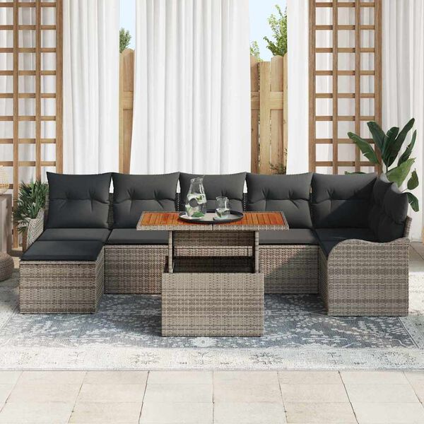 vidaXL Ensemble de canap&eacute; de jardin 8 pcs Gris Poly rotin