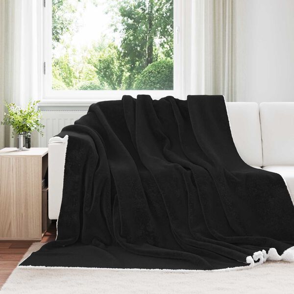 vidaXL Jet&eacute; Noir 240 x 270 cm Toison