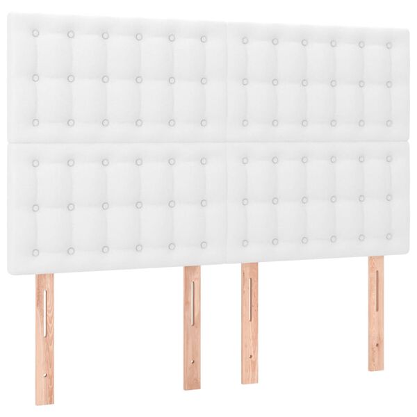 vidaXL T&ecirc;te de lit blanche 144 x 5 x 118/128 cm similicuir