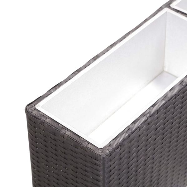 vidaXL Lit sur&eacute;lev&eacute; de jardin &agrave; 2 pots 90x20x40 cm R&eacute;sine Tress&eacute;e Noir