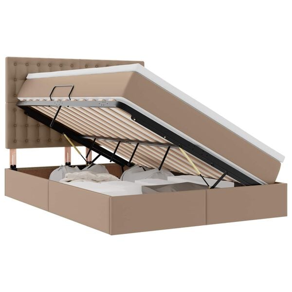 vidaXL Lit de Rangement Cappuccino 140 x 190 cm Cuir synth&eacute;tique