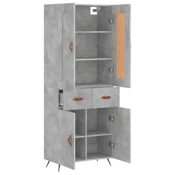 vidaXL Buffet haut Gris b&eacute;ton 69,5x34x180 cm Bois d'ing&eacute;nierie