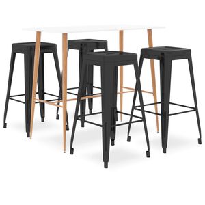vidaXL Ensemble de bar 5 pcs Blanc et noir