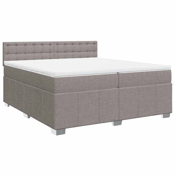 vidaXL Sommier &agrave; lattes de lit avec matelas Taupe 200x200 cm Tissu