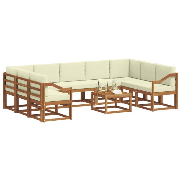 vidaXL Ensemble de canap&eacute;s d'ext&eacute;rieur 10 pcs Naturel et Cr&egrave;me