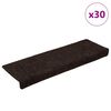 vidaXL Tapis d'escalier autocollants 30 pièces 65 x 21 x 4 cm Marron Bord rectangulaire