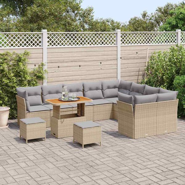 vidaXL Ensemble de canapé de jardin 12 pcs beige et gris clair