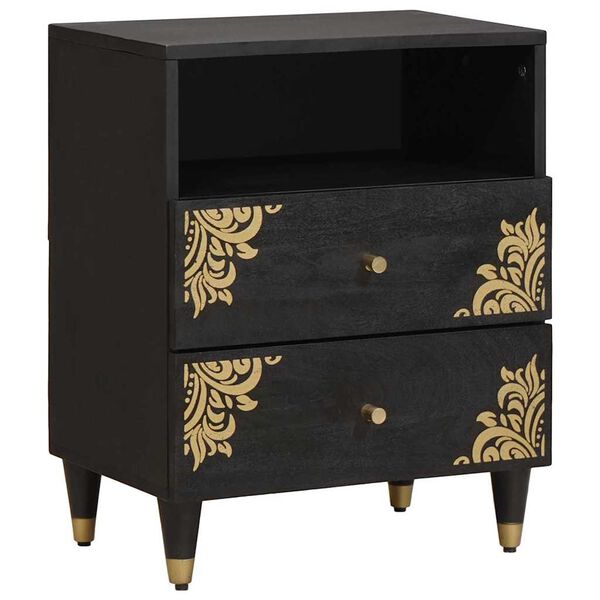 vidaXL Cabinet de chevet Noir 50 x 33 x 62 cm Bois de mangue massif
