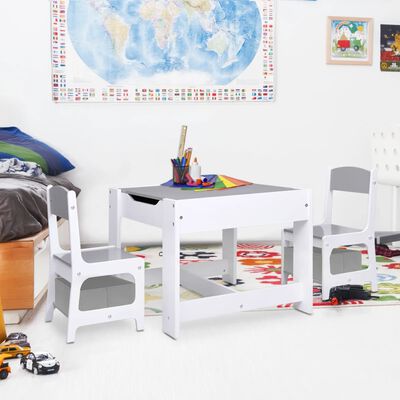 vidaXL Table pour enfants avec 2 chaises Blanc MDF