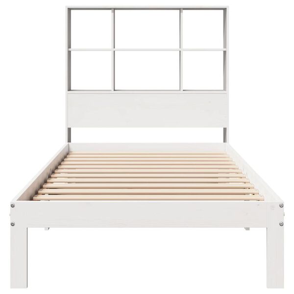 vidaXL Lit biblioth&egrave;que sans matelas blanc 90x190cm bois de pin massif