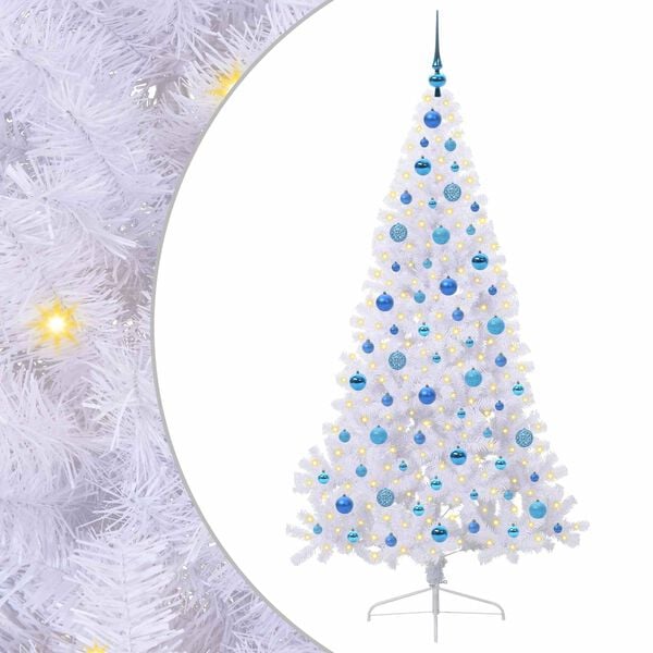 vidaXL Sapin de No&euml;l artificiel avec 300 LED Blanc 180 cm PVC et Acier